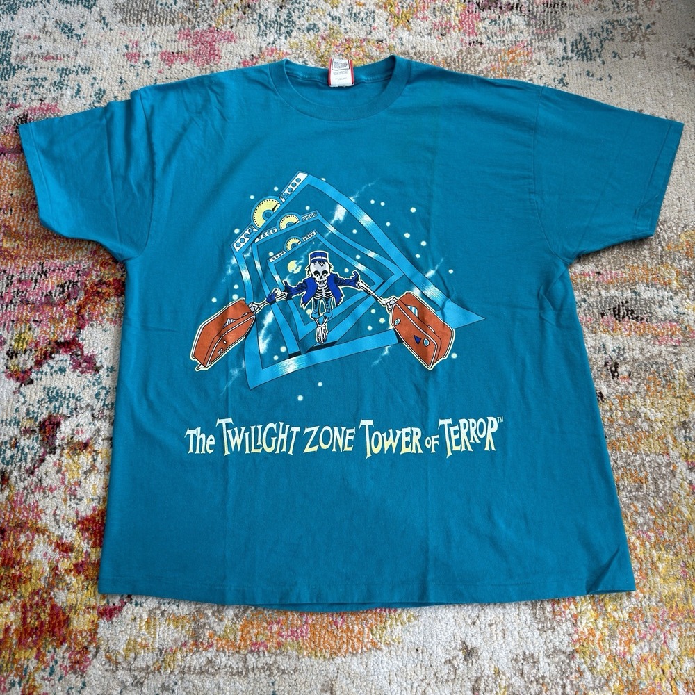 Vintage Twilight Zone Tower Of Terror Disney Skeleton T-Shirt Size XL 90s